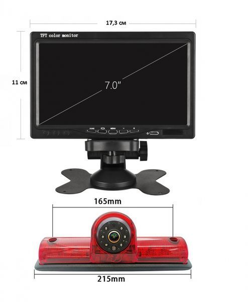 Комплект камери заднього виду CVBS/AHD 1080P + IPS монітор 7" 1024&times;600 для Nissan NV1500, NV2500, NV3500 КЗВ-207-10 фото