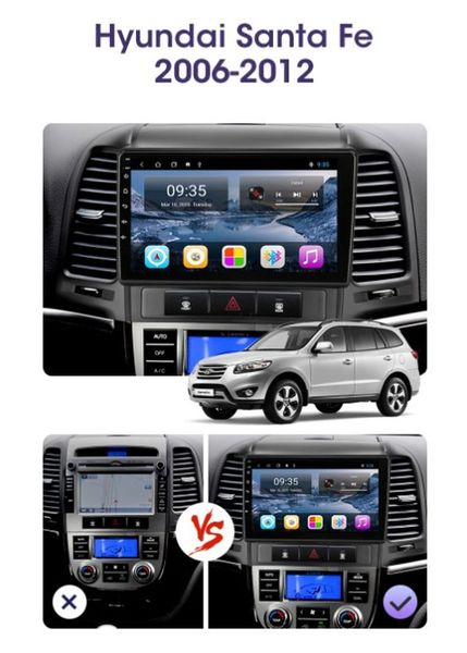 Штатна Магнітола Hyundai SantaFe 2006-2012 на Android Модель XYAuto-7212-8octa-CarPlay М-ХСф-9-8я-2/32 фото