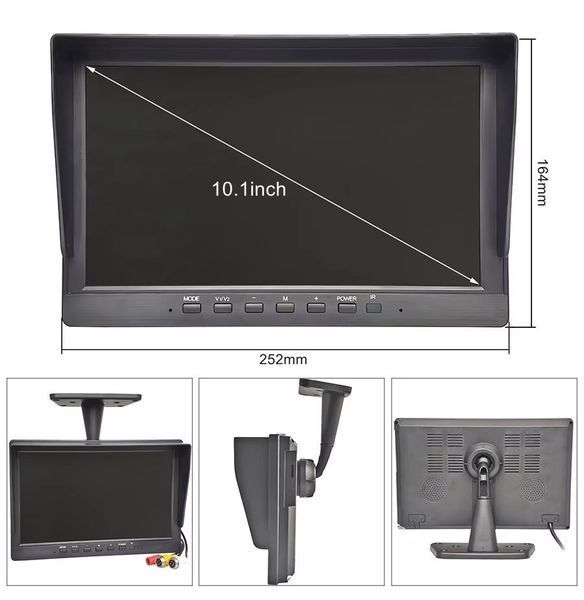 Паркувальна система для транспорту: 10&Prime; сенсорний екран на ніжці IPS 1024&times;600 + 4 AHD-камери 1080P, 170&deg;, кабелі 4-pin 5 м+10 м М3-301-26 фото