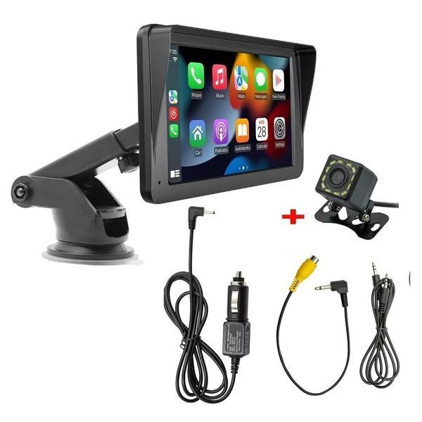 Портативний 7" MP5-навігатор з CarPlay, Android Auto, GPS, Bluetooth та камерою заднього виду, 12&ndash;24 В М-7ун фото