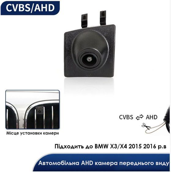 Камера переднього огляду для BMW X3 F25 / X4 F26 &mdash; AHD 1080P/CVBS, 170&deg;, IP68 КПВ-0457-04 фото